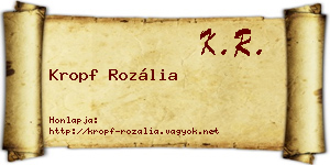 Kropf Rozália névjegykártya